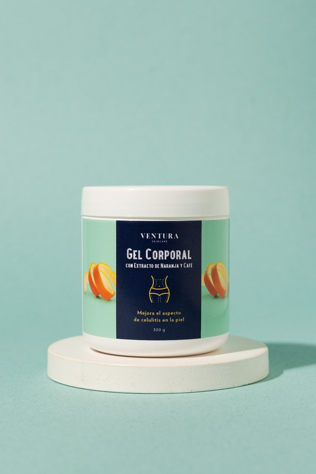 Gel corporal reductor de celulitis con extracto de naranja y café