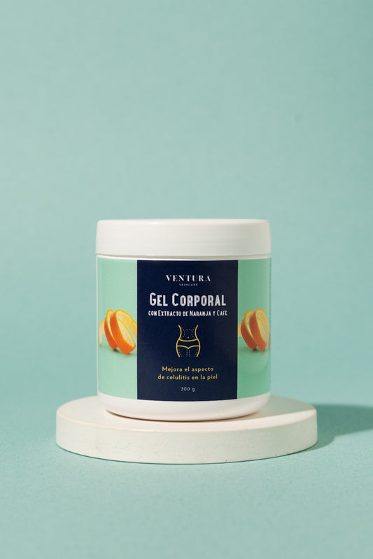 Gel corporal reductor de celulitis con extracto de naranja y café